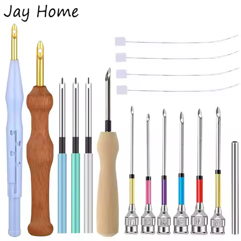 Punch Needle Beginners Supplies Kit 6Pcs Punch Needle Tool with Adjustable Rug Yarn Punch Needle for