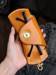 植鞣牛皮眼鏡包 真皮眼鏡盒掛脖 純皮墨鏡收納盒