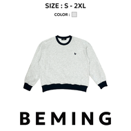 Bemingtop1050(S-2XL)-BMG Warm Touch Sweater — เสื้อสเวตเตอร์โอเวอร์ไซซ์ ตัดสีมินิมอล โลโก้ปัก BMG