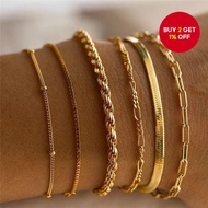 6-Piece Trendy Metal Chain Bracelet Set for Stackable Layered Women's Jewelry