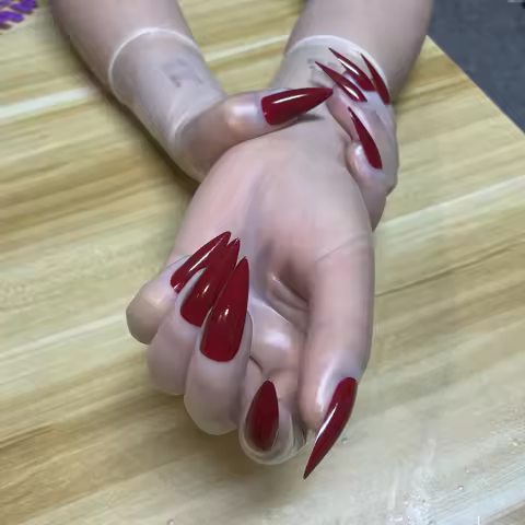 Kigurumi Malaysia latex material zentai 1 pair of medium to long transparent latex gloves with nails