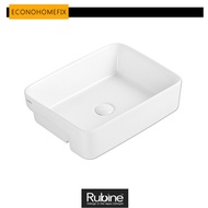 [ RUBINE ] RIFF 48 Semi-Recessed Hand-wash Basin, White Glossy Finish 480 x 370 x 130mm
