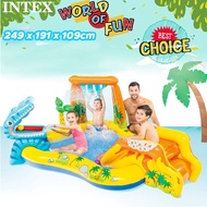 INTEX 57444 Kolam Angin Dinosaur | Taman Permainan Kanak-kanak | Kolam Renang Gelongsor