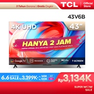 TCL Smart TV - 43 Inch - V6B Series ( Model: 43V6B) - 4K UHD Google TV - T-Screen - Dolby Audio - HDR10 - AiPQ Processor - Dynamic Color Enhancement - Metalic Bezel-less - Multiple Eye Care