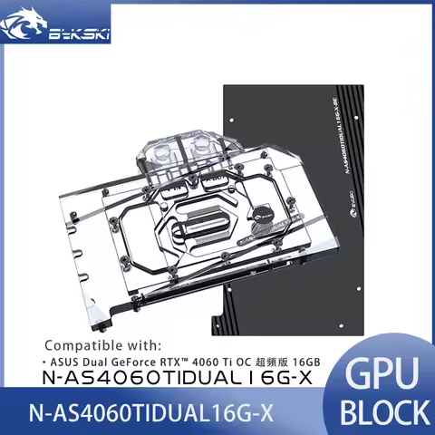 Bykski GPU Water Block Use for ASUS Dual GeForce RTX 4060Ti OC 16GB Video Card Cooling /Full Cover/ 