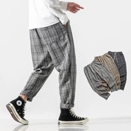 2023 Baggy Men’s Linen Harem Pants Streetwear Fashion Men Jogger Sweatpants Oversized Casual Trousers Male Loose Cotton New 5XL