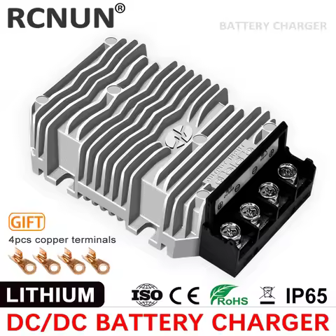 RCNUN DC 9-44V 12V 24V to DC 12.6V 14.6V 16.8V 18.2V 25.2V 29.2V Dual Battery Charger for 12V Lifepo