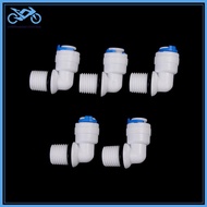 EVER 5PCS 1/4" Male Thread - 1/4" OD Tube RO Water Elbow Qui Connector TH