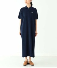 (包順豐網點運費) 日本 LACOSTE for BEAMS BOY (NAVY) 藍色 短袖 長版 連身裙 左右邊口袋 側面小開衩 POLO 領 鈕扣 設計