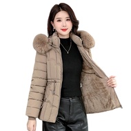 Winter Women Jacket Padded Windproof Cold-proof Zipper Closure Outerwear with Detachable Hood Stand