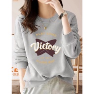 S-4XL Thin/Fleece Lining University t Gray Letter Printing Loose Sweatshirt Autumn Winter Printed Ro