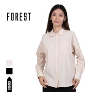 Forest Baju Kemeja Perempuan | Forest Ladies Oversized Plain Linen Shirt - 822386
