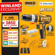 Ingco by Winland P20S 20V Cordless Impact Drill with 50 Pcs Accessories CIDLI2002 ING-C