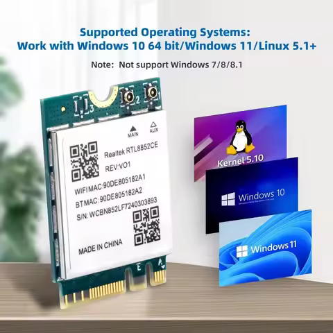 2400Mbps Triple Band WiFi 6E Bluetooth 5.3 Adapter Wireless Signal Receive Card NGFF M.2 for Windows