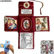 LINDW99NX Cross-Shaped Fabric Pouch, Sewing Accessories with Cross Saint Images Prayers Handcrafted 