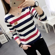 TG-NEWรุุ่น-207ใหม่ผู้หญิงแขนยาวลายเสื้อลิ้วbottomingเสื้อยืด Trend สไตล์เกาหลี ผ้าสวมใส่สบาย พร้อมส