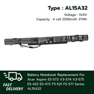 (ส่งฟรี ประกัน 1 ปี) แบตเตอรี่ โน๊ตบุ๊ค Compatible AL15A32 with Acer Aspire E5-573 V3-574 V3-575 E5-