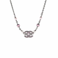 CHANEL 合金25B雙C琺瑯珍珠項鏈項鍊