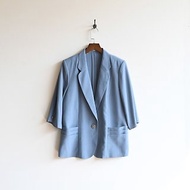 【蛋植物古著】霧氣天空麻紗日本製古著西裝外套