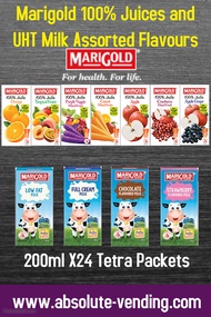 MARIGOLD 100% Juices and UHT Assorted Milk 200ml X 24 (TETRA) - FREE DELIVERY within 3 working days!