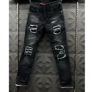 Men's Slimfit Grey Sandwash Premium Distro Jeans Sandwash Grey Pants Skinny Jeans Grey Acid DestoryT