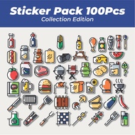 Flat BBQ (Barbeque) Sticker Pack Design | TUMBLR Sticker | LAPTOP Stickers for Suitcases and Helmets