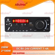 2x100W Amplifier Bluetooth 5.0 MP3 Decoder Board, Car Audio Stereo System with FM Radio TF/USB Recor