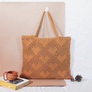 Dark Orange ,Too Heart Pixel Arts Crochet Tote Bag ,Handmade