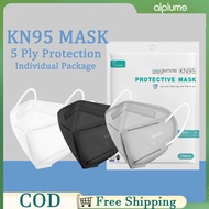 Alplume 100Pcs KN95 Face Mask 5ply Medical Disposable Original Mask Pm2.5 Dustproof Collapsible N95 Soft Breathable Anti Particle Masker