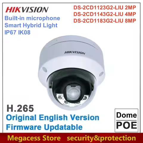 Network Camera Hikvision DS-2CD1123G2-LIU DS-2CD1143G2-LIU DS-2CD1183G2-LIU 2/4/8MP Smart Hybrid Lig