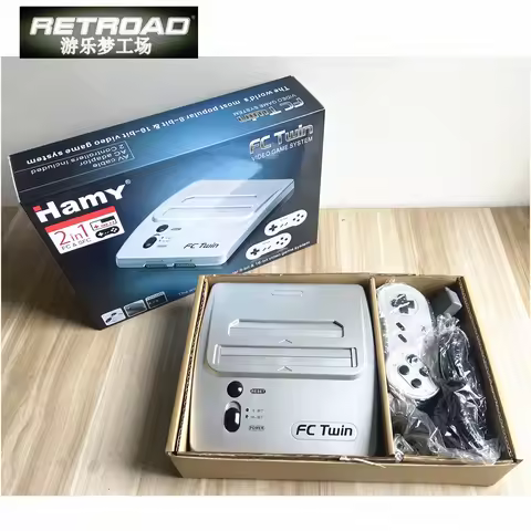 Hamy FCTWIN Retro Hardware Game Console 2 Solt Play FC/MD/SNES Game Cartridge
