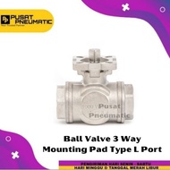 Miliki 1/2" Stop Kran Ball Valve 3 Way Mounting Pad Actuator Type L