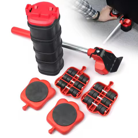 New Heavy Duty Furniture Lifter Transport Tool Furniture Mover set 4 Sliders 1 Wheel Bar for Lifting