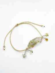 綠幽靈白水晶柱原礦蠟線編織手鍊