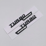 2pcs 3d ABS Chrome Black Logo Turbo AMG Emblem Car Fender Badge For Mercedes Benz A45 CLA45 GLA45 Tu