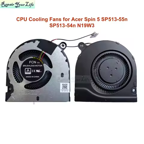 Laptop CPU Cooling Fans for Acer Spin 5 SP513-55n SP513-54n N19W3 Computer Notebook PC Fan Radiator 