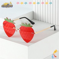 EMILEE Strawberry Sunglasses, Metal Halloween Costume Rimless Sun Glasses, Fashion Street Snap Y2K S