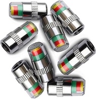 ANKI HAPPIGO 8Pcs 2.2Bar 32-to-35 PSI Tire Valve CapsTire Caps with Pressure Gauge with 3 Color Eye