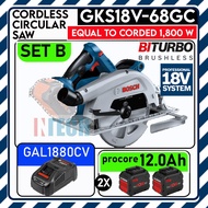 GKS18V-68GC PROFESSIONAL 18V CORDLESS CIRCULAR SAW BI-TURBO BRUSHLESS MOTOR C/W GAL1880CV CHARGER+PR