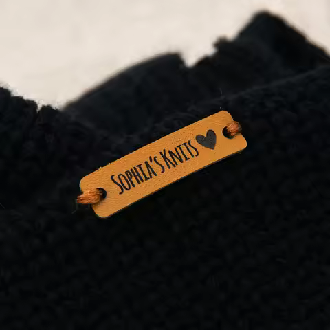 Knitting Labels, Genuine Leather, Crochet Tags, For Handmade Items, Sewing Tags, Laser Engraved, 0.3