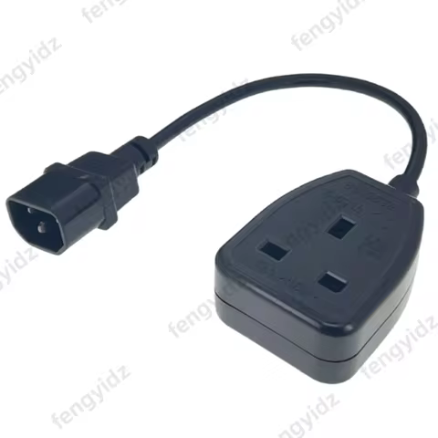 fengyi IEC C14 Male Plug to UK BS1363 Female Socket Power Adapter Cable 0.3m, Connect C13 Adapter Le