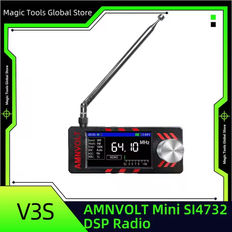 V3S AMNVOLT Mini SI4732 DSP Radio Receiver with Hi-Z, FM AM SSB LSB USB Mode, SI4732 DSP Chip