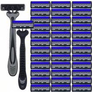 3-Layer Safety Razor Set For Men, Stainless Steel Blades & Plastic Handle, Washable, Disposable Trav