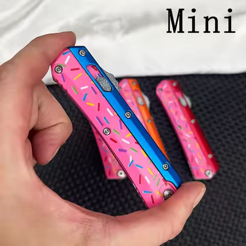 Mini Glykon Donut Knife Micro OTF Tech Knives EDC Sharp Blade Zinc aluminum Handle Tactical Knife Ou
