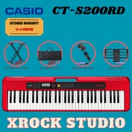 Casio CTS200 61-Keys Casiotone Keyboard with Keyboard Stand, Damper pedal, Headphone And Bag - Red (