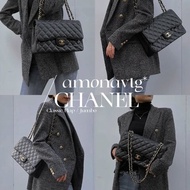 CHANEL MAXI JUMBO黑銀羊口蓋包