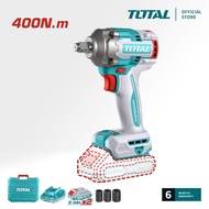 TOTAL Li-ion Impact Wrench (400Nm/ 1/2" /20V) Brushless Motor + 2.0Ah Battery (2 Pcs) + Charger + So