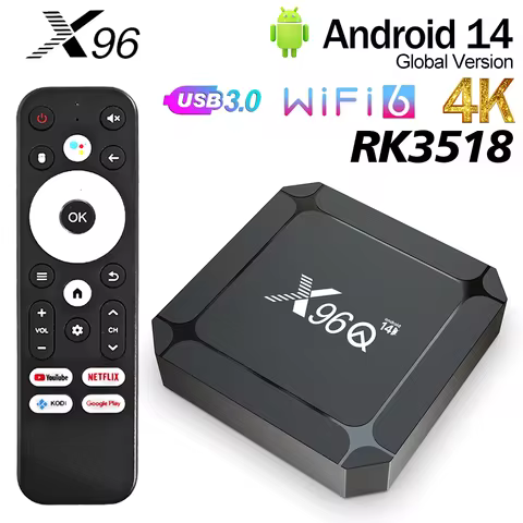 Original X96Q RK3518 Android 14 TV BOX 4K USB3.0 4K WIFI6 Youtube Netflix Streaming Media Player And
