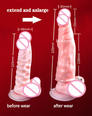 5.5cm G point Skin Extender Cock Penis Sleeve with Spike and Bolitas for Men Reusable Big Dick Head Dotted Ribbed Spikey Penis Enlarger Sleeve Sex Toy for Men for Happy Sex