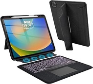 Jenaely Keyboard Case for iPad Pro 12.9-inch (3rd,4th,5th,6th Gen - 2018,2020,2021,2022) with Kickstand Trackpad Pencil Holder - Detachable Backlit Keyboard - Black